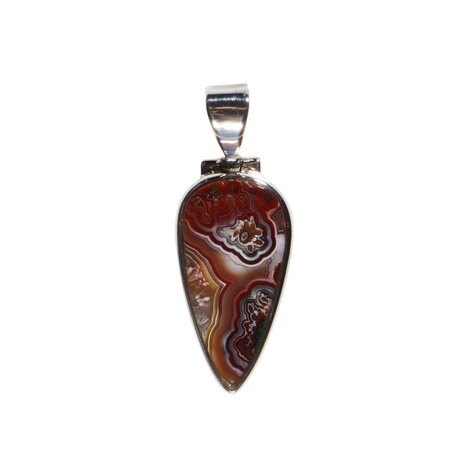 Zilveren hanger agaat (kant) | druppel 2,5 x 1,3 cm