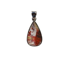 Zilveren hanger agaat (kant) | druppel 2,5 x 1,5 cm