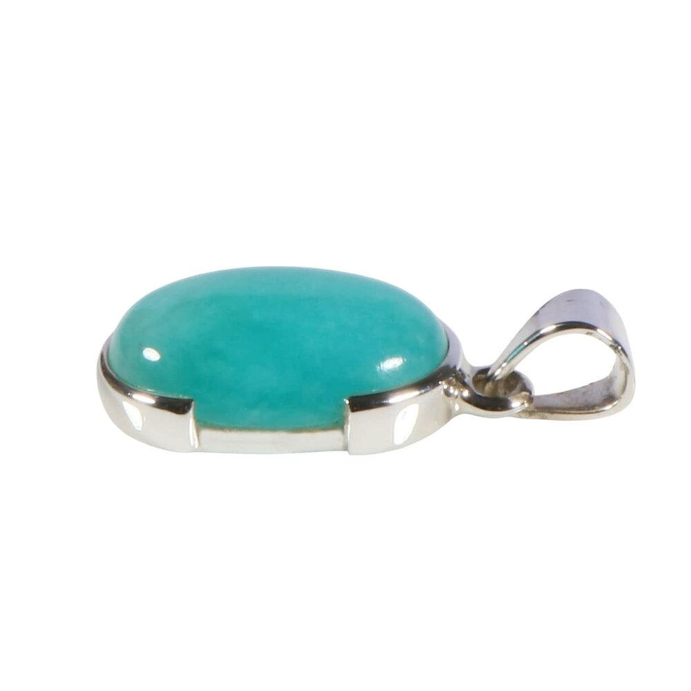 Zilveren hanger amazoniet | ovaal 1,8 x 1,3 cm (1)