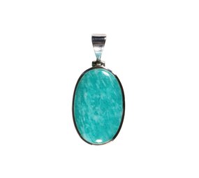 Zilveren hanger amazoniet | ovaal 2,6 x 1,7 cm Zilveren hanger amazoniet | ovaal 2,6 x 1,7 cm