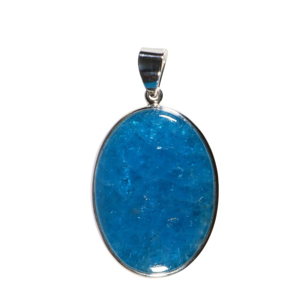 Zilveren hanger apatiet | ovaal 3,6 x 2,6 cm