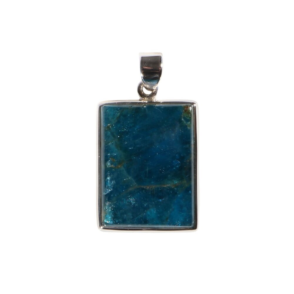 Zilveren hanger apatiet | rechthoek 2,4 x 1,8 cm