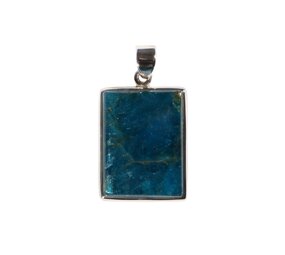 Zilveren hanger apatiet | rechthoek 2,4 x 1,8 cm