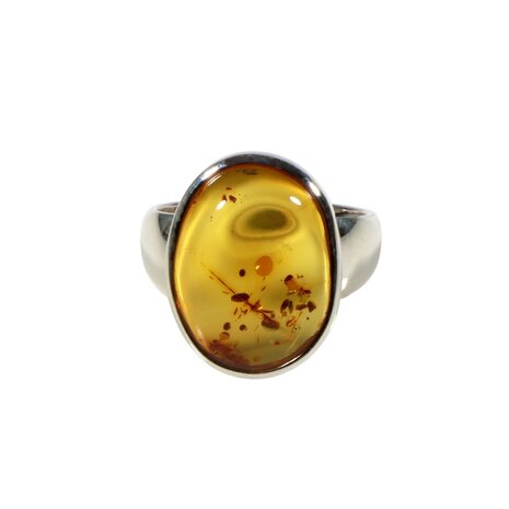 Zilveren ring barnsteen maat 18 | ovaal 1,8 x 1,3 cm