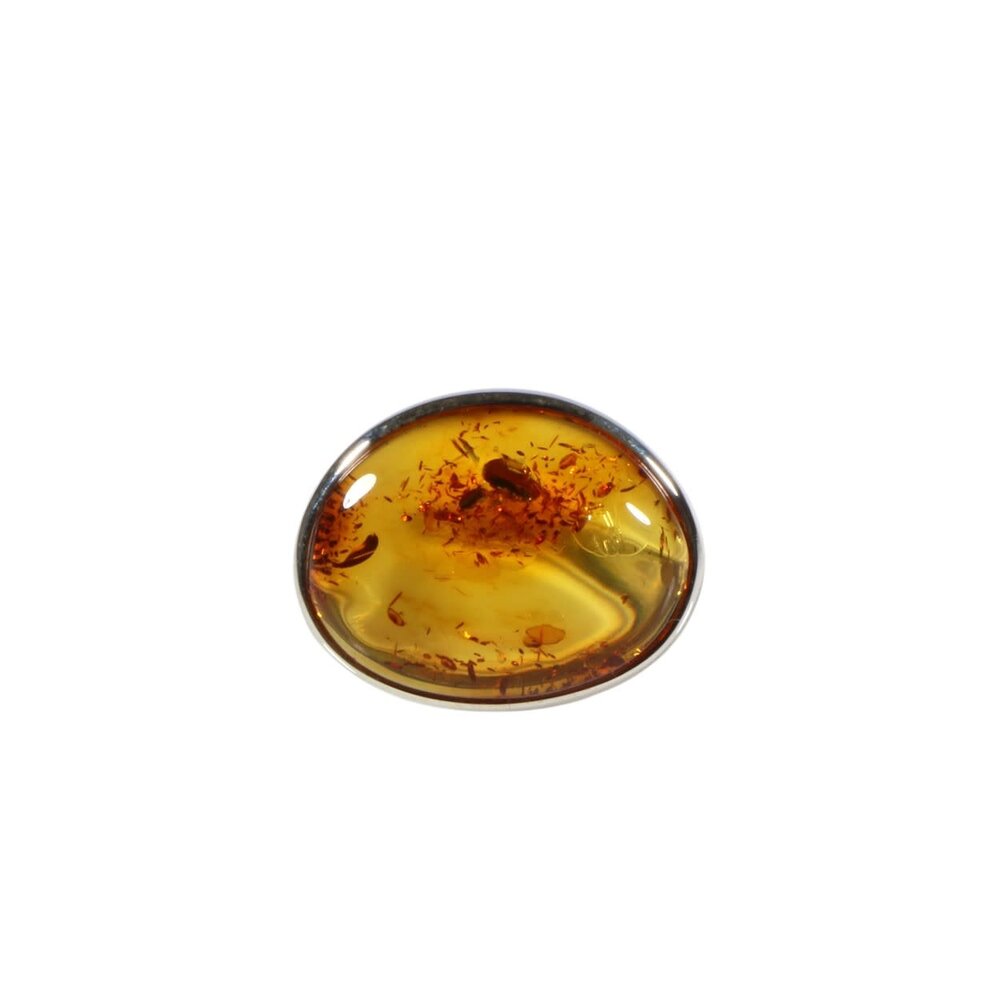 Zilveren ring barnsteen maat 18 | ovaal 1,6 x 2,1 cm