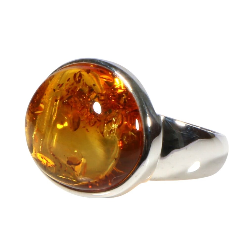 Zilveren ring barnsteen maat 18 | ovaal 1,6 x 2,1 cm