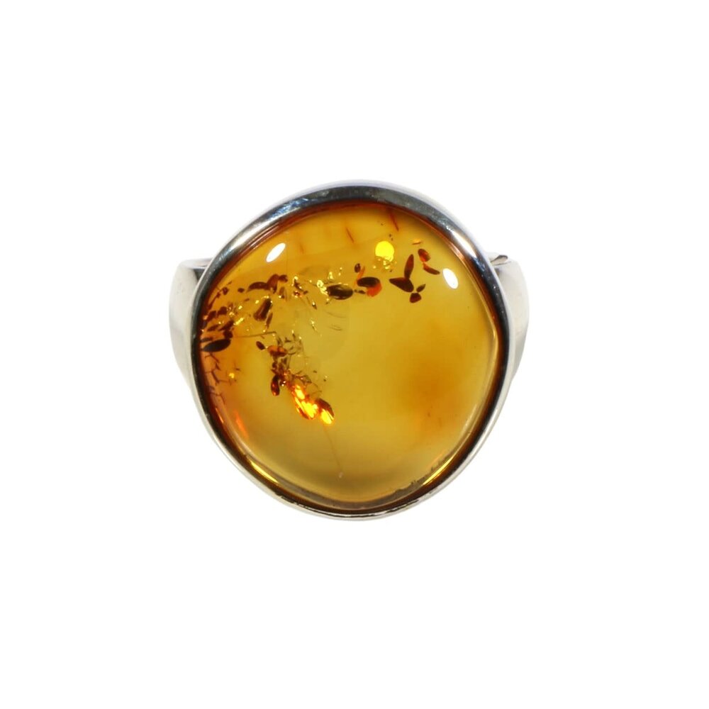 Zilveren ring barnsteen maat 16 | rond 1,6 cm Zilveren ring barnsteen maat 16 | rond 1,6 cm