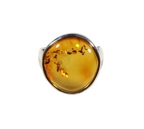 Zilveren ring barnsteen maat 16 | rond 1,6 cm Zilveren ring barnsteen maat 16 | rond 1,6 cm