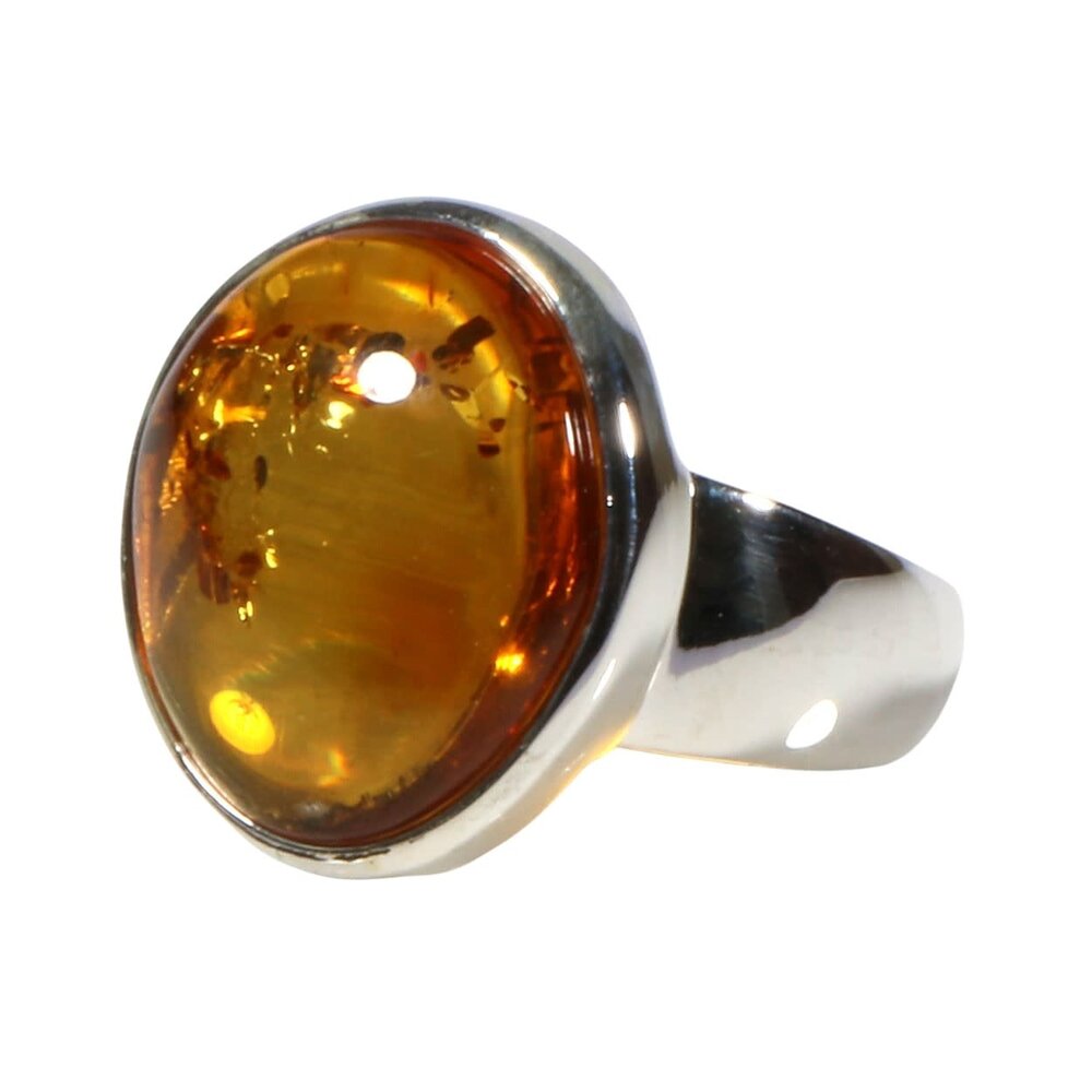 Zilveren ring barnsteen maat 16 | rond 1,6 cm Zilveren ring barnsteen maat 16 | rond 1,6 cm