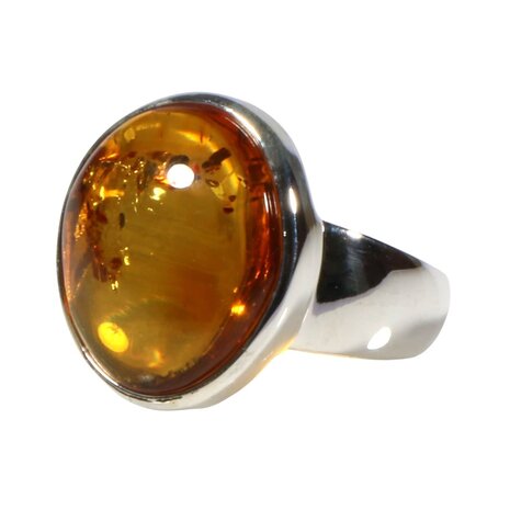 Zilveren ring barnsteen maat 16 | rond 1,6 cm Zilveren ring barnsteen maat 16 | rond 1,6 cm