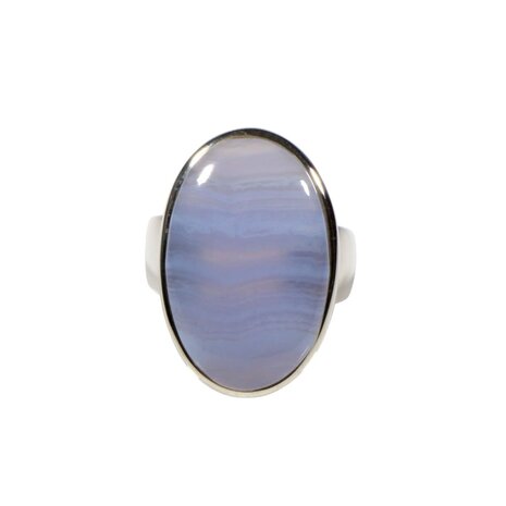 Zilveren ring chalcedoon maat 18 1/2 | ovaal 2,5 x 1,6 cm
