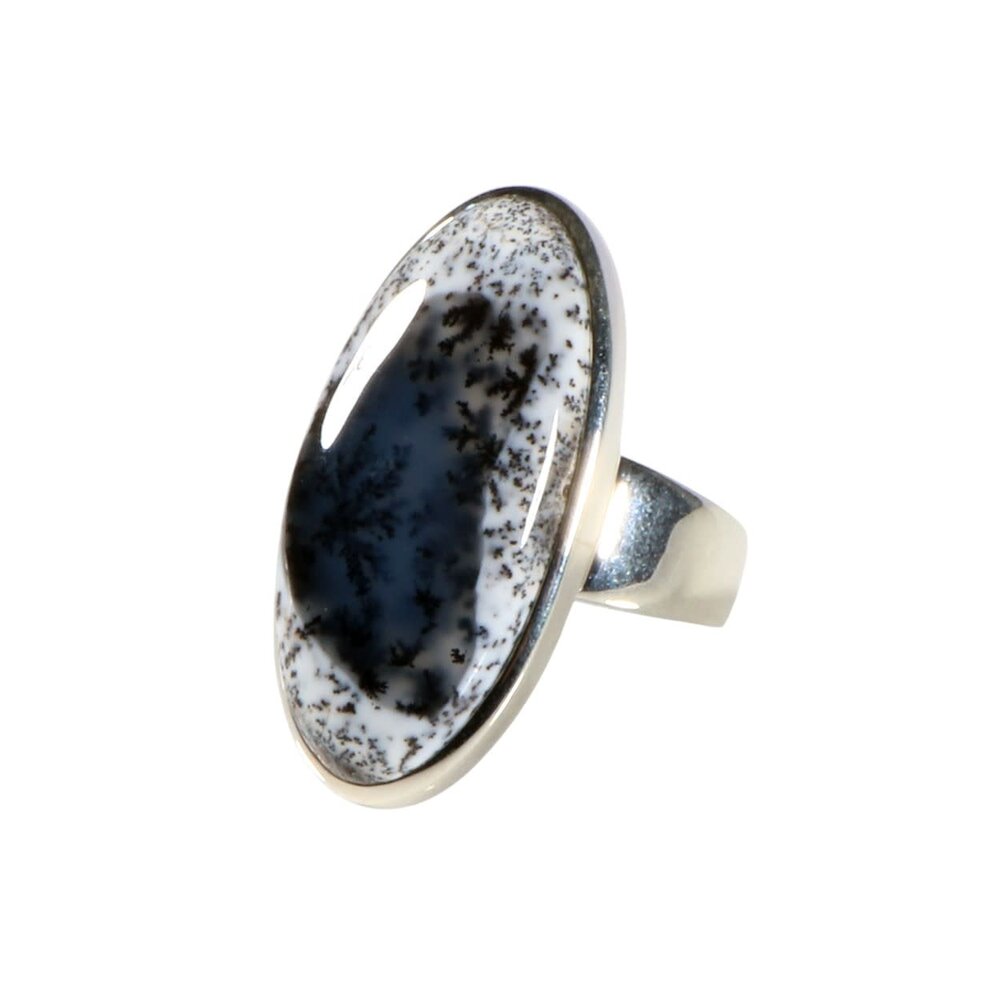 Zilveren ring merliniet maat 19 1/2 | ovaal 3,5 x 1,8 cm