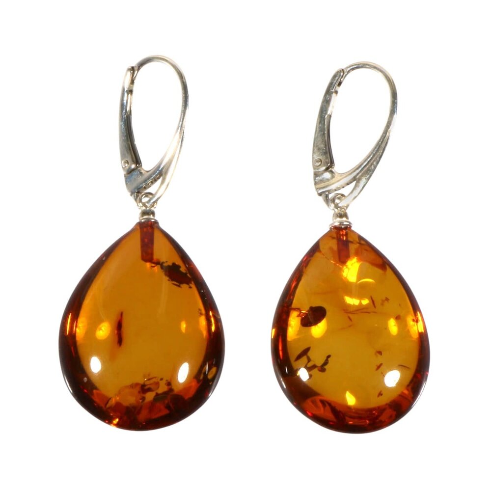 Zilveren oorbellen barnsteen | druppel 2,4 x 1,8 cm Zilveren oorbellen barnsteen | druppel 2,4 x 1,8 cm