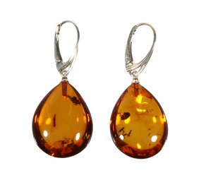 Zilveren oorbellen barnsteen | druppel 2,4 x 1,8 cm Zilveren oorbellen barnsteen | druppel 2,4 x 1,8 cm