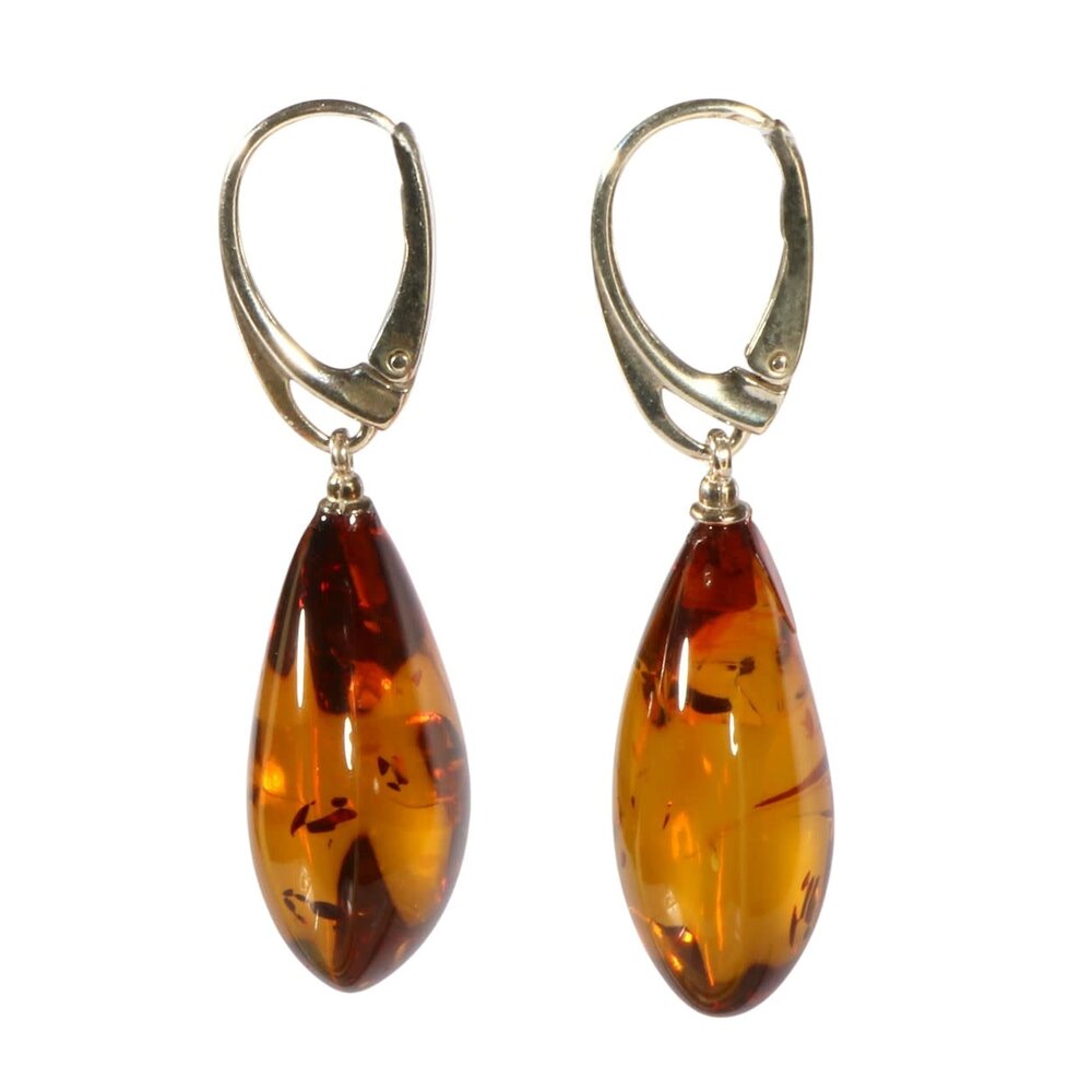 Zilveren oorbellen barnsteen | druppel 2,4 x 1,8 cm Zilveren oorbellen barnsteen | druppel 2,4 x 1,8 cm