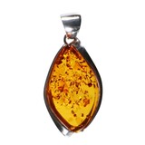 Zilveren hanger barnsteen | markies 3,6 x 2,1 cm Zilveren hanger barnsteen | markies 3,6 x 2,1 cm