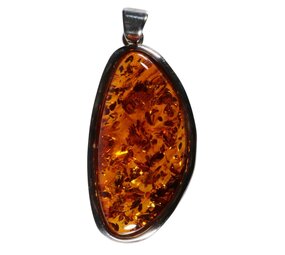 Zilveren hanger barnsteen | ovaal 4,8 x 2,3 cm Zilveren hanger barnsteen | ovaal 4,8 x 2,3 cm