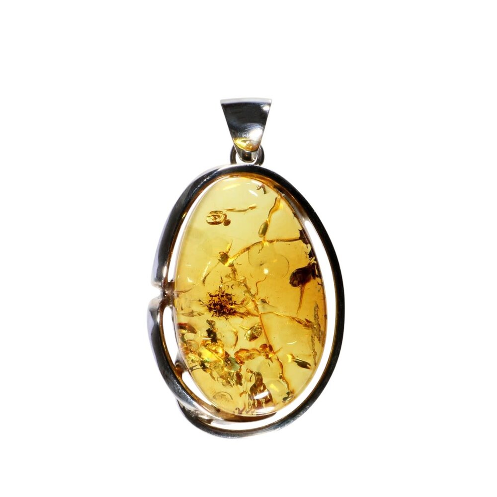 Zilveren hanger barnsteen | ovaal 3,7 x 2,3 cm Zilveren hanger barnsteen | ovaal 3,7 x 2,3 cm