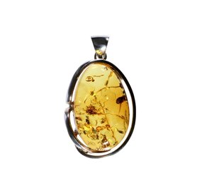 Zilveren hanger barnsteen | ovaal 3,7 x 2,3 cm Zilveren hanger barnsteen | ovaal 3,7 x 2,3 cm