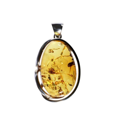 Zilveren hanger barnsteen | ovaal 3,7 x 2,3 cm Zilveren hanger barnsteen | ovaal 3,7 x 2,3 cm