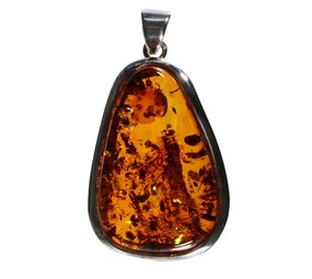 Zilveren hanger barnsteen | druppel 4,2 x 2,8 cm