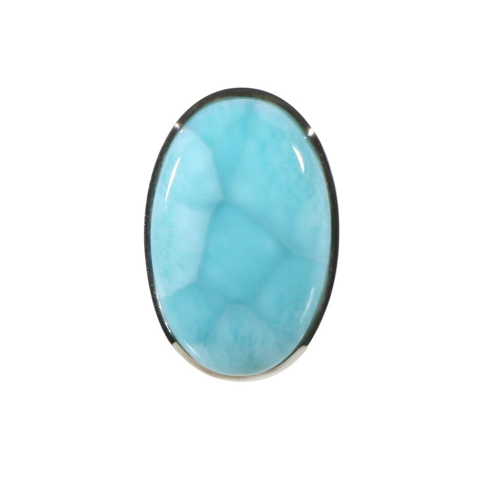Zilveren ring larimar maat 17 (licht verstelbaar) | ovaal 2,8 x 1,8 cm