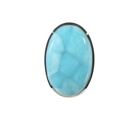 Zilveren ring larimar maat 17 (licht verstelbaar) | ovaal 2,8 x 1,8 cm