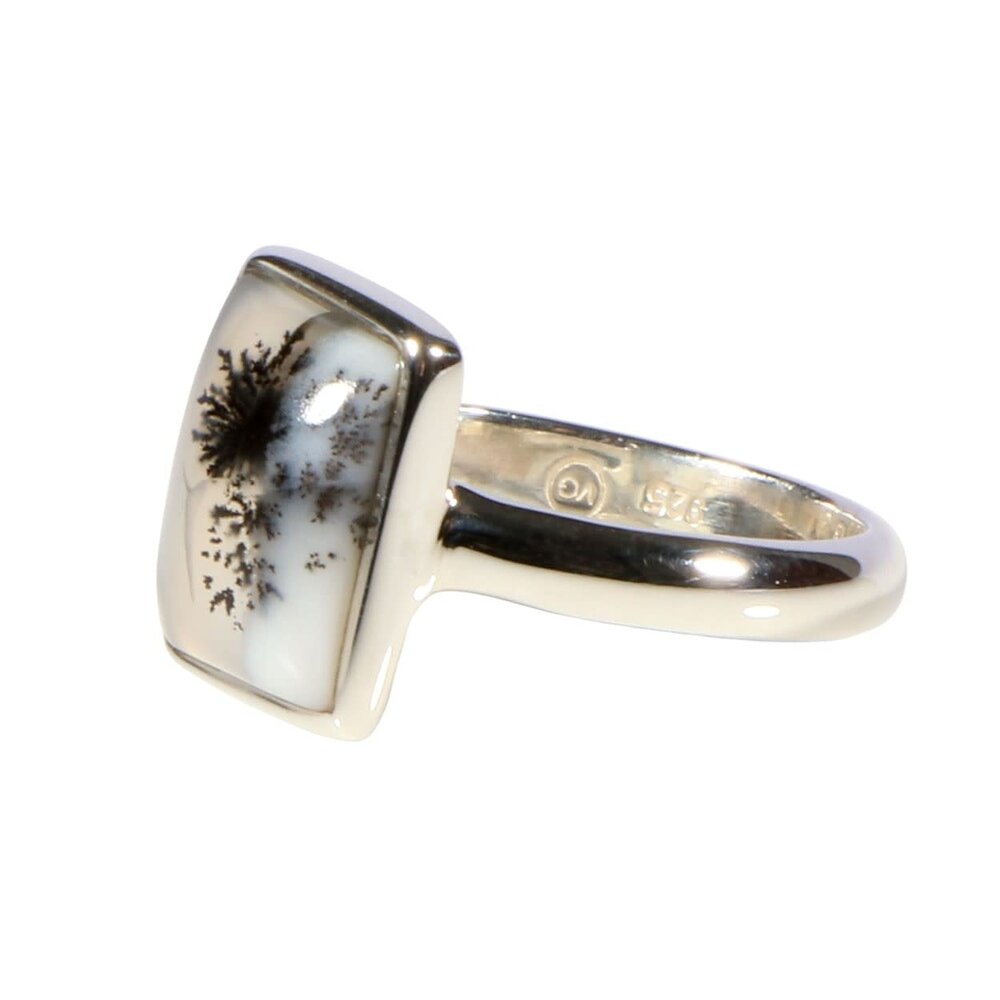 Zilveren ring merliniet maat 20 | rechthoek 1,3 x 0,9 cm