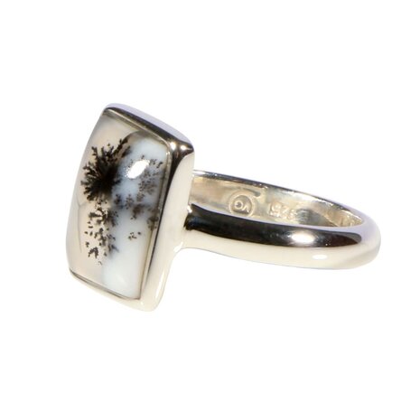 Zilveren ring merliniet maat 20 | rechthoek 1,3 x 0,9 cm