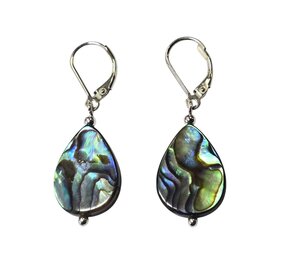 Zilveren oorbellen paua schelp | druppel
