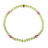 Peridoot met roze toermalijn gold filled armband 4 mm facet