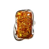 Zilveren ring barnsteen maat 17 1/2 (verstelbaar) | rechthoek 2,5 x 1,4 cm Zilveren ring barnsteen maat 17 1/2 (verstelbaar) | rechthoek 2,5 x 1,4 cm