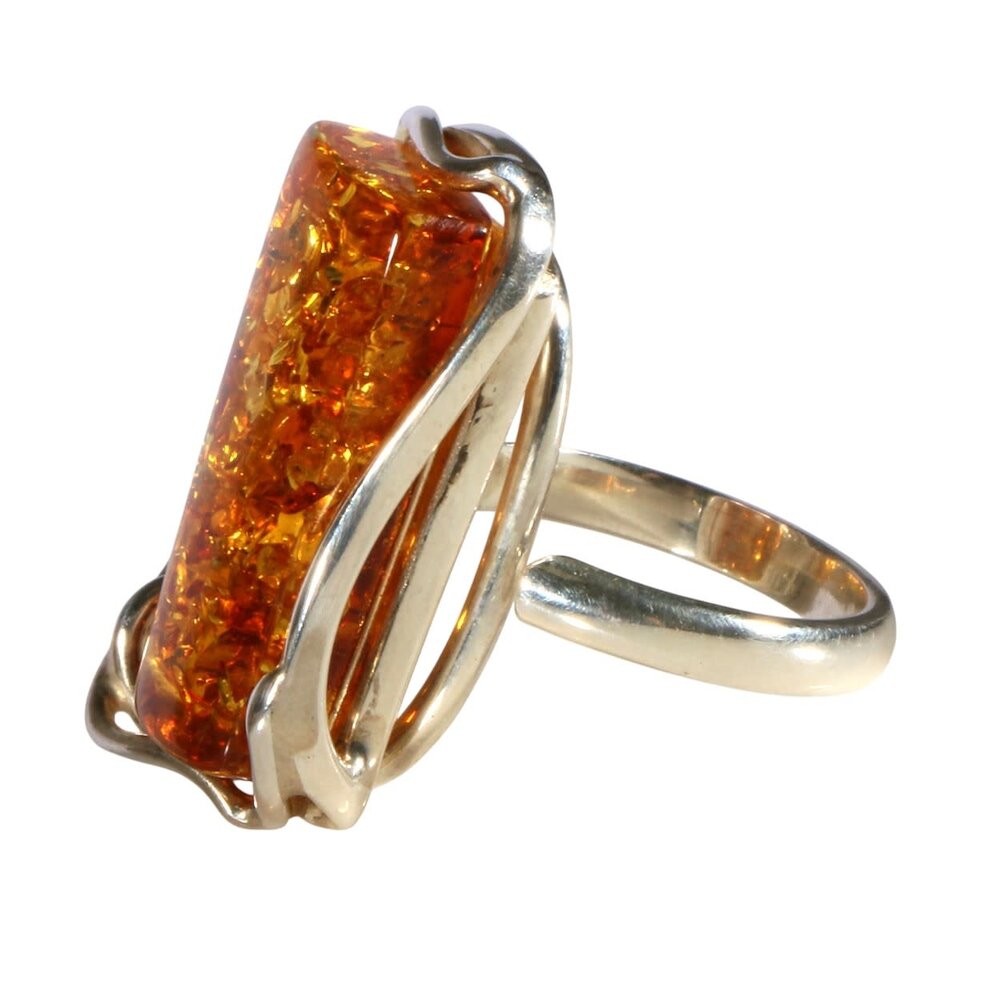 Zilveren ring barnsteen maat 17 1/2 (verstelbaar) | rechthoek 2,5 x 1,4 cm Zilveren ring barnsteen maat 17 1/2 (verstelbaar) | rechthoek 2,5 x 1,4 cm