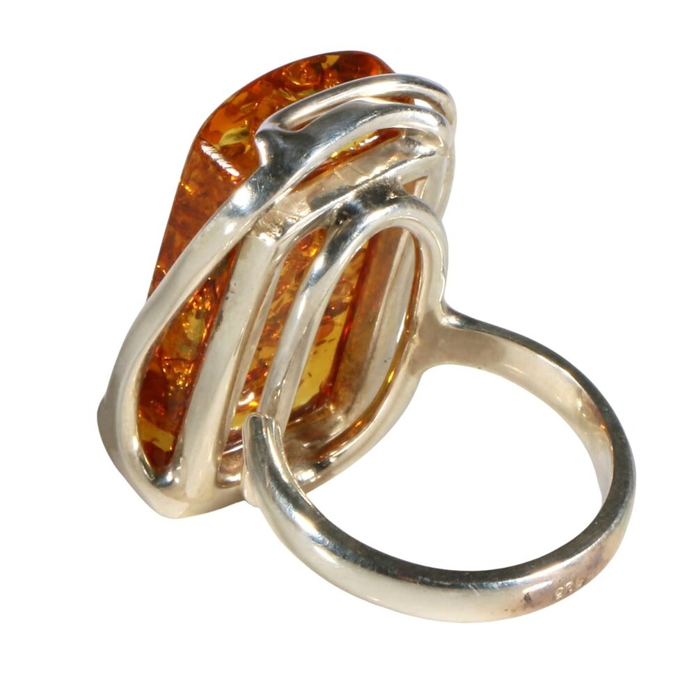 Zilveren ring barnsteen maat 17 1/2 (verstelbaar) | rechthoek 2,5 x 1,4 cm Zilveren ring barnsteen maat 17 1/2 (verstelbaar) | rechthoek 2,5 x 1,4 cm