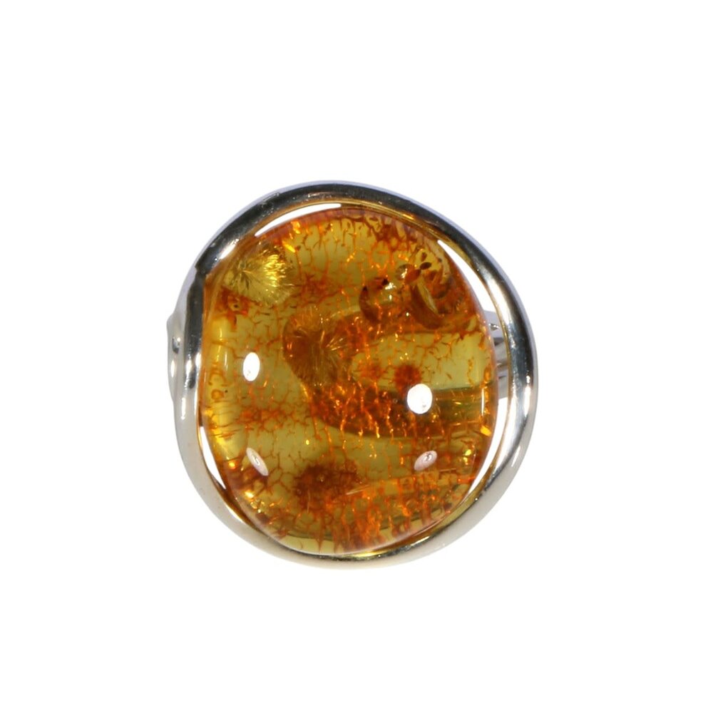 Zilveren ring barnsteen maat 18 1/2 (verstelbaar) | ovaal 2,1 x 1,8 cm Zilveren ring barnsteen maat 18 1/2 (verstelbaar) | ovaal 2,1 x 1,8 cm