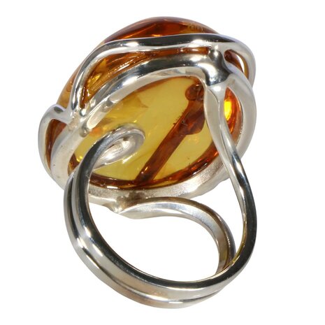 Zilveren ring barnsteen maat 18 1/2 (verstelbaar) | ovaal 3 x 2,1 cm Zilveren ring barnsteen maat 18 1/2 (verstelbaar) | ovaal 3 x 2,1 cm