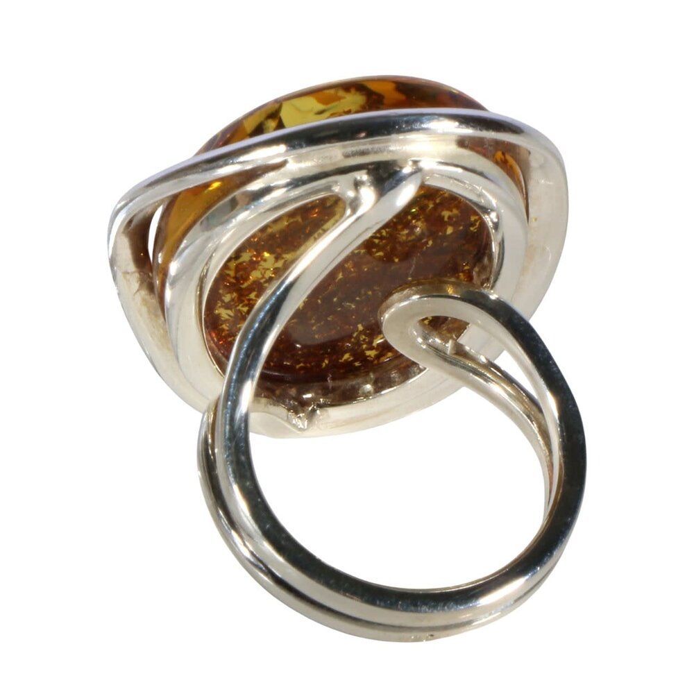 Zilveren ring barnsteen maat 17 1/2 (verstelbaar) | ovaal 2,8 x 2 cm Zilveren ring barnsteen maat 17 1/2 (verstelbaar) | ovaal 2,8 x 2 cm