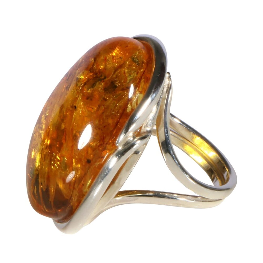 Zilveren ring barnsteen maat 19 (verstelbaar) | ovaal 3,3 x 2,4 cm Zilveren ring barnsteen maat 19 (verstelbaar) | ovaal 3,3 x 2,4 cm