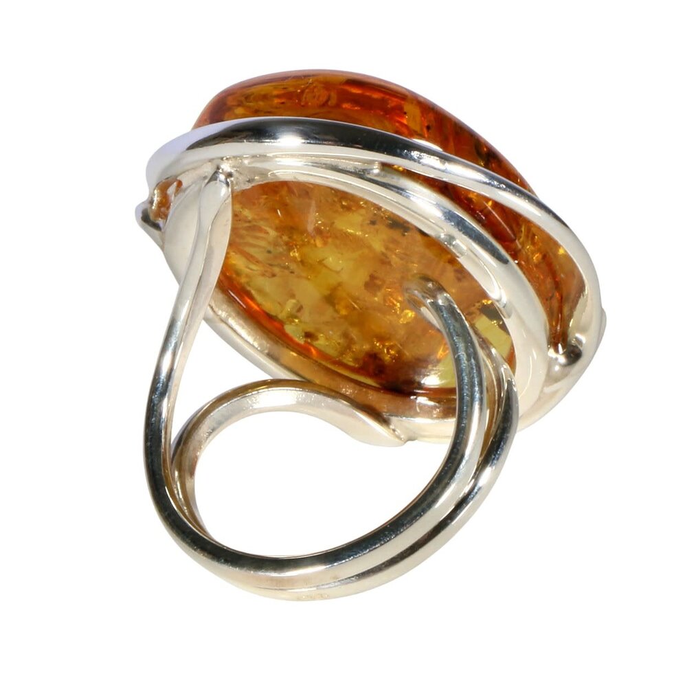 Zilveren ring barnsteen maat 19 (verstelbaar) | ovaal 3,3 x 2,4 cm Zilveren ring barnsteen maat 19 (verstelbaar) | ovaal 3,3 x 2,4 cm