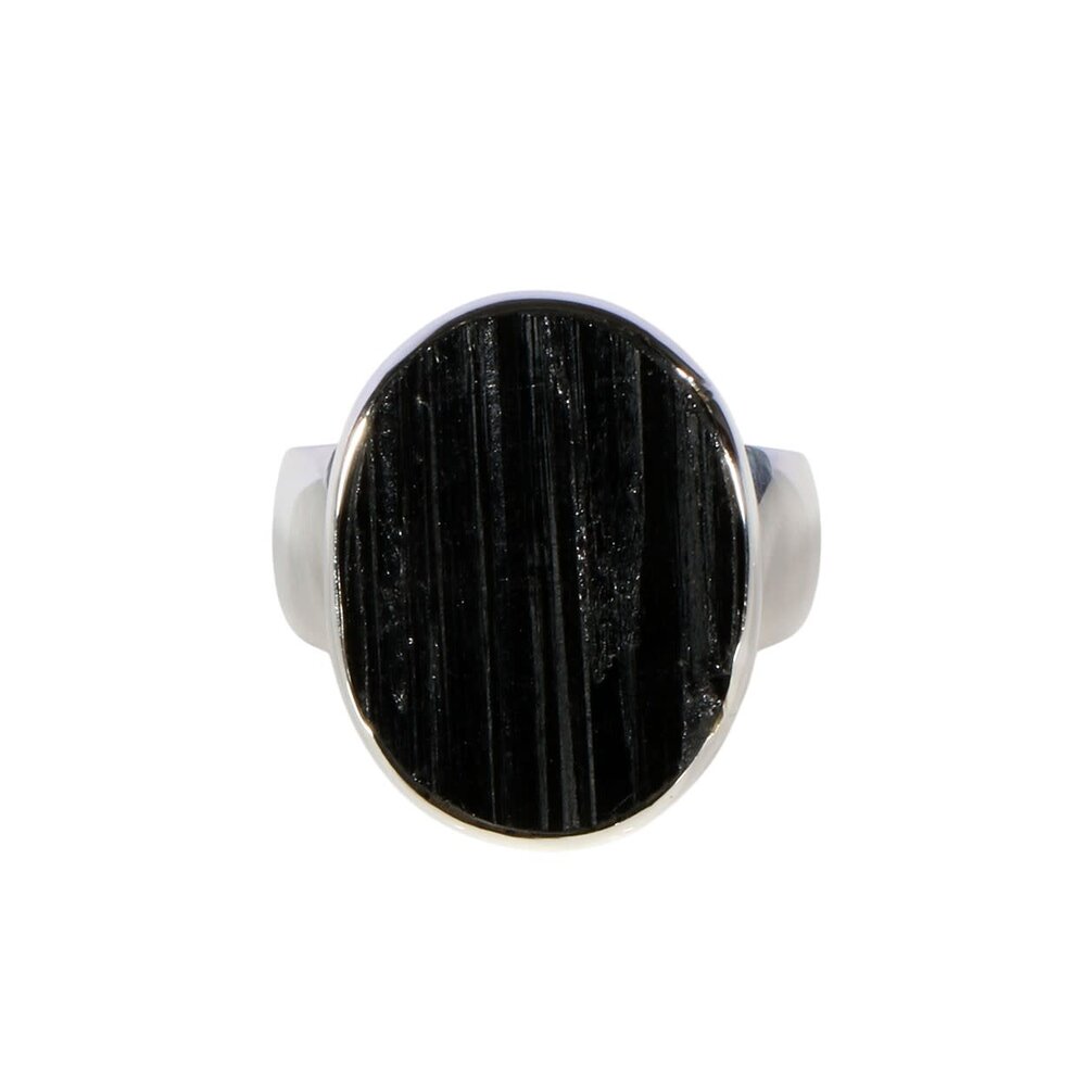 Zilveren ring toermalijn (zwart) maat 18 | ovaal ruw 2 x 1,5 cm Zilveren ring toermalijn (zwart) maat 18 | ovaal ruw 2 x 1,5 cm
