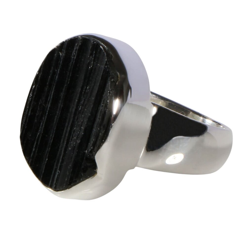 Zilveren ring toermalijn (zwart) maat 18 | ovaal ruw 2 x 1,5 cm Zilveren ring toermalijn (zwart) maat 18 | ovaal ruw 2 x 1,5 cm