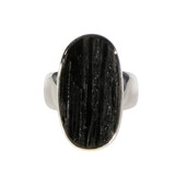 Zilveren ring toermalijn (zwart) maat 19 | ovaal ruw 2,6 x 1,3 cm Zilveren ring toermalijn (zwart) maat 19 | ovaal ruw 2,6 x 1,3 cm