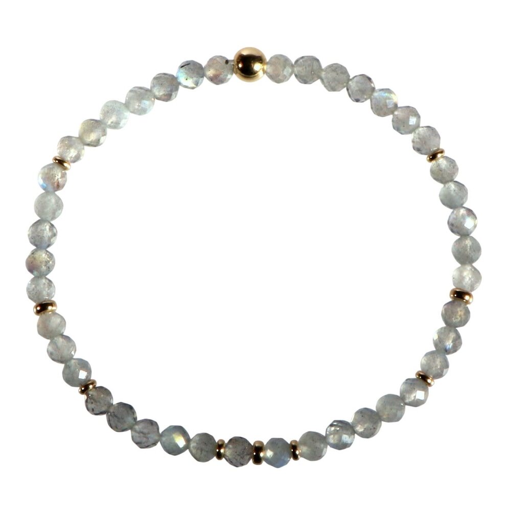 Labradoriet gold filled armband 4 mm facet | op elastiek Labradoriet gold filled armband 4 mm facet | op elastiek
