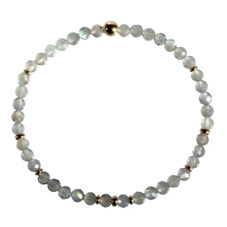 Labradoriet gold filled armband 4 mm facet | op elastiek Labradoriet gold filled armband 4 mm facet | op elastiek