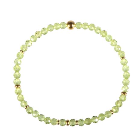 Peridoot gold filled armband 4 mm facet | op elastiek