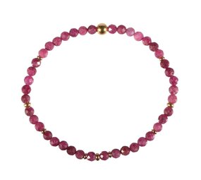 Robijn gold filled armband 4 mm facet | op elastiek Robijn gold filled armband 4 mm facet | op elastiek