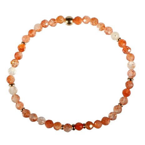 Zonnesteen gold filled armband 4 mm facet | op elastiek Zonnesteen gold filled armband 4 mm facet | op elastiek