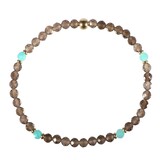 Rookkwarts met amazoniet gold filled armband 4 mm facet Rookkwarts met amazoniet gold filled armband 4 mm facet