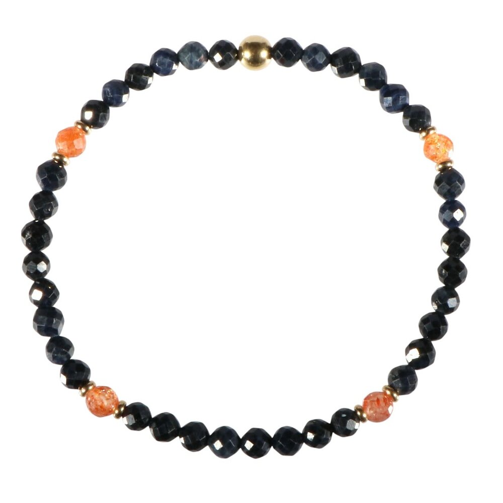 Saffier met zonnesteen gold filled armband 4 mm facet Saffier met zonnesteen gold filled armband 4 mm facet