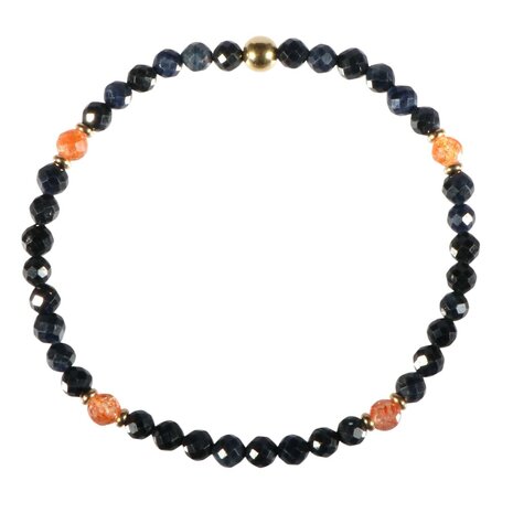 Saffier met zonnesteen gold filled armband 4 mm facet Saffier met zonnesteen gold filled armband 4 mm facet